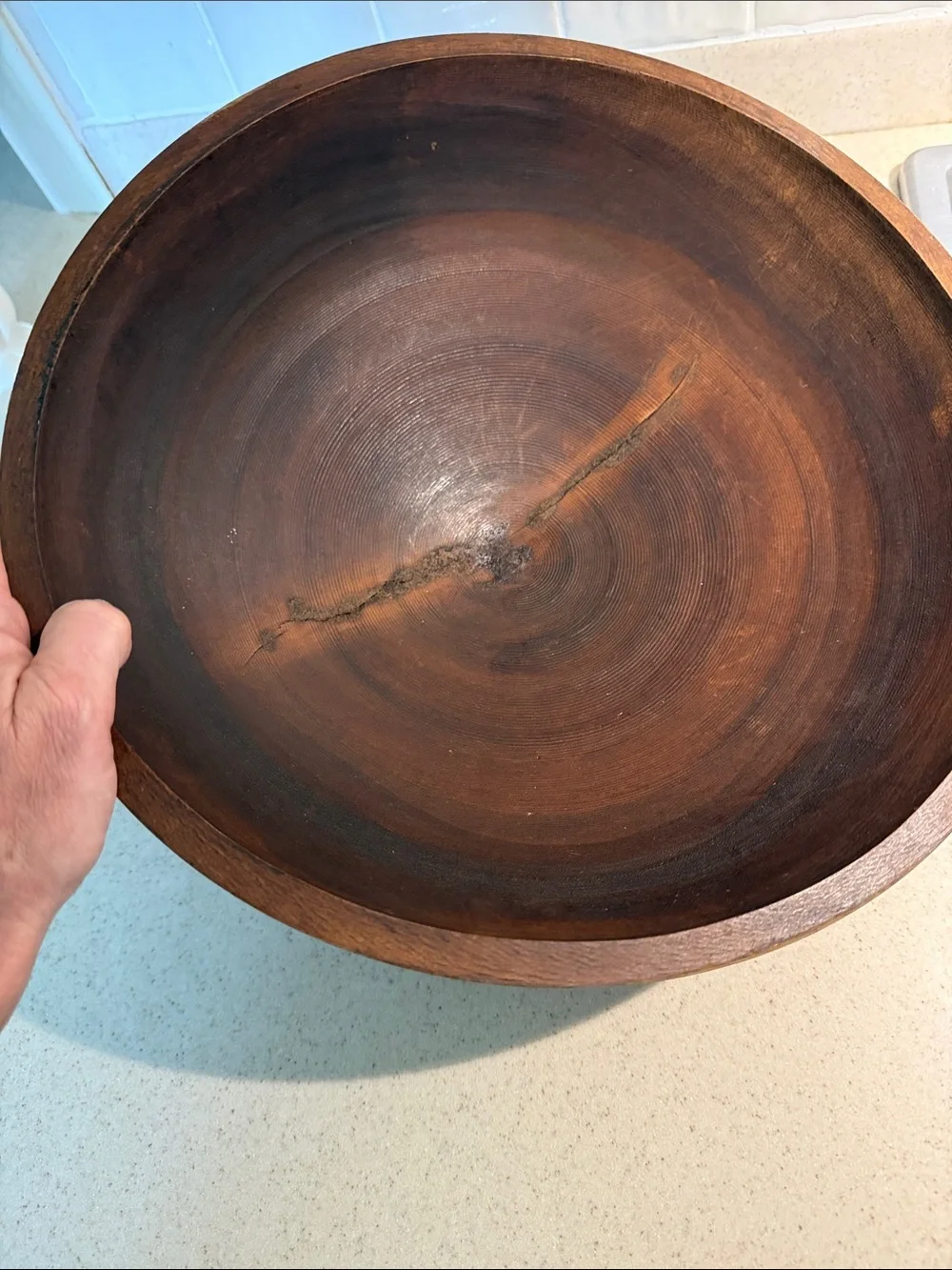 Wooden Decorative Serving Bowl in Warm Brown